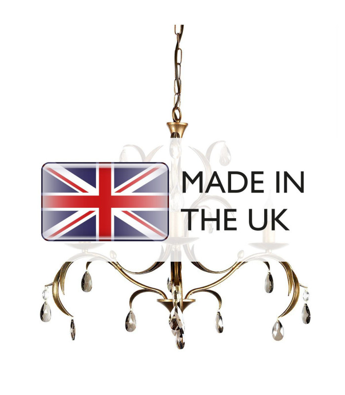 Lily Chandelier 3 Light Metallic Bronze Floral Leaves Design-4