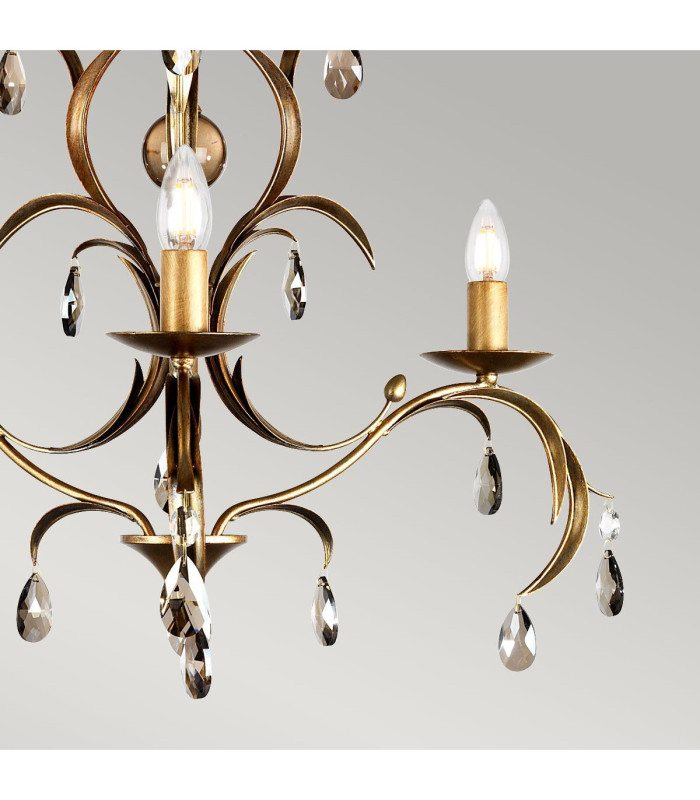 Lily Chandelier 3 Light Metallic Bronze Floral Leaves Design-5