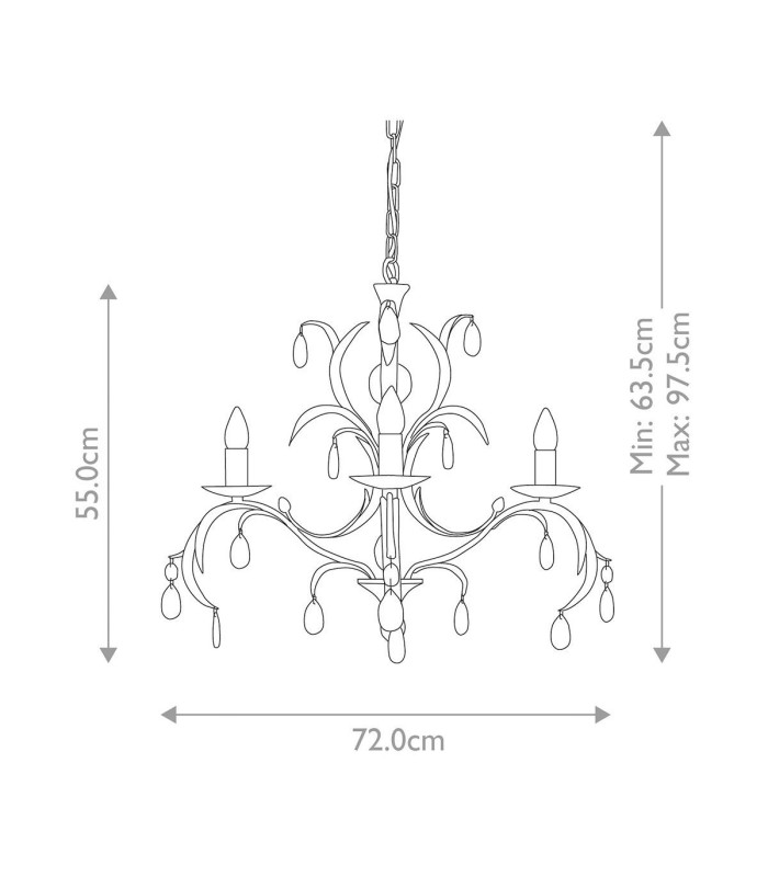 Lily Chandelier 3 Light Metallic Bronze Floral Leaves Design-6