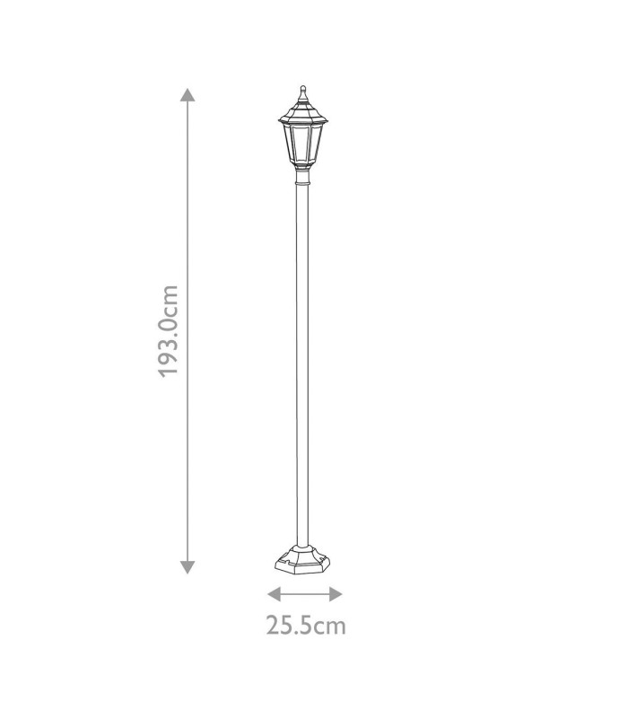 Kinsale 1 Light Outdoor Coastal Lamp Post Black IP43 E27-5