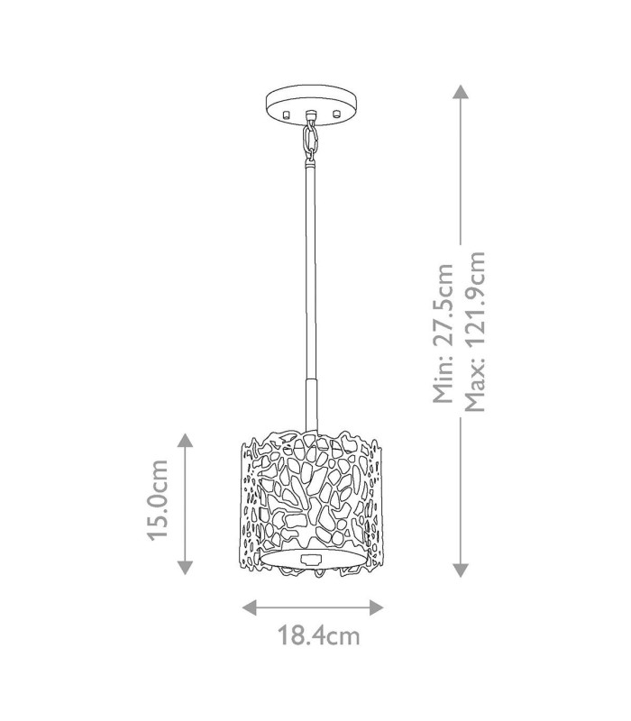 Silver Coral 1 Light Ceiling Mini Pendant Classic Pewter E27-5