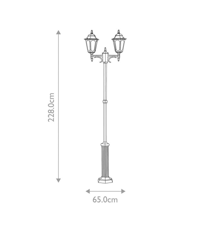 Parish 2 Light Twin Outdoor Post Lantern Black IP44 E27-6