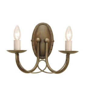 Minster 2 Light Indoor Candle Wall Light Black Gold E14-1