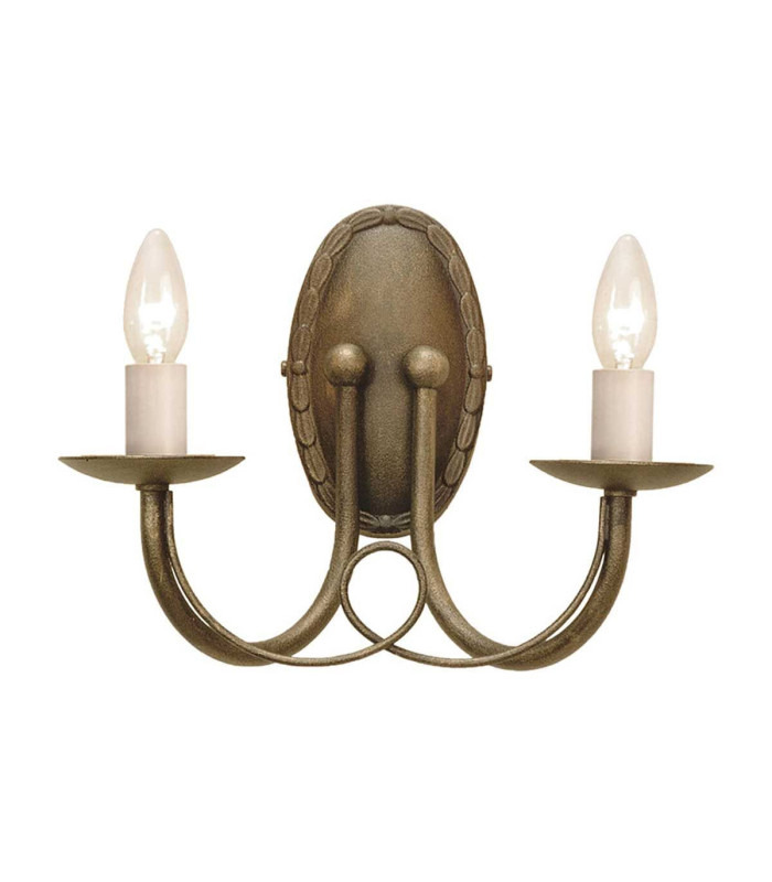 Minster 2 Light Indoor Candle Wall Light Black Gold E14-1