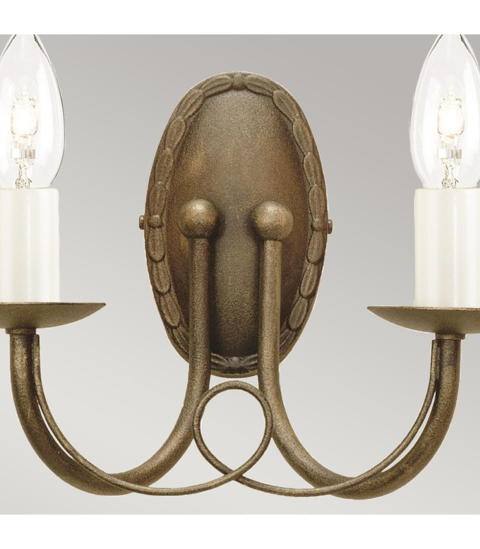 Minster 2 Light Indoor Candle Wall Light Black Gold E14-2