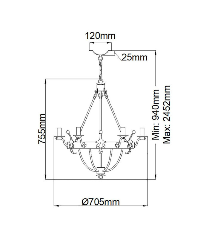 Windsor 6 Light Chandelier Graphite Finish E14-9