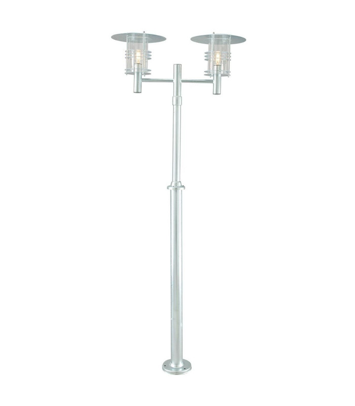 Stockholm Outdoor Twin Lamp Post Galvanised E27-1