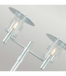 Stockholm Outdoor Twin Lamp Post Galvanised E27-2