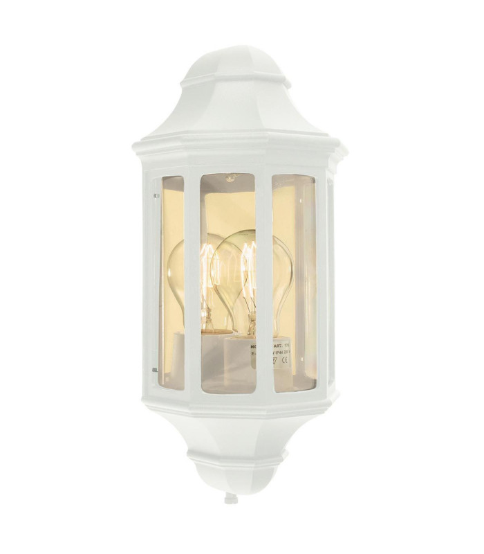 Malaga Mini 1 Light Outdoor Wall Half Lantern Light White IP44 E27-1