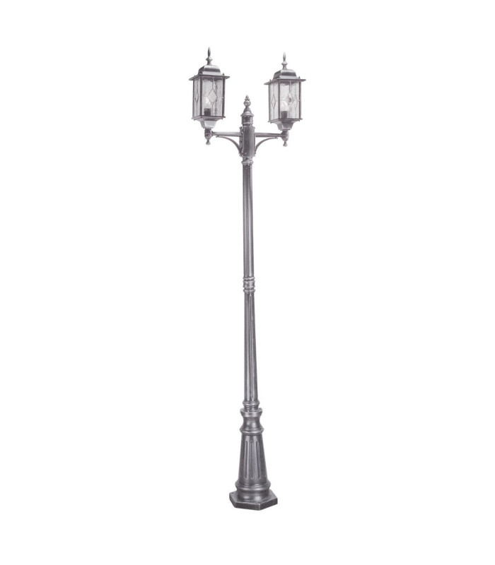 Wexford 2 Light Outdoor Lamp Post Black Silver IP43 E27-1