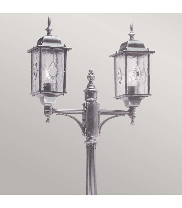 Wexford 2 Light Outdoor Lamp Post Black Silver IP43 E27-2