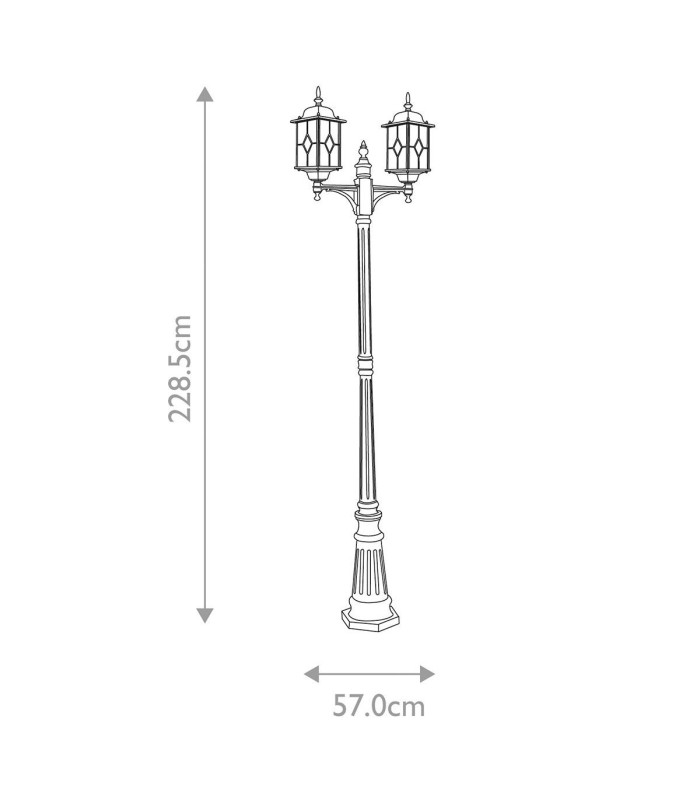 Wexford 2 Light Outdoor Lamp Post Black Silver IP43 E27-5