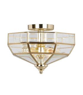Old Park 2 Light Semi Flush Ceiling Light Polished Brass E27-1