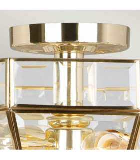 Old Park 2 Light Semi Flush Ceiling Light Polished Brass E27-2