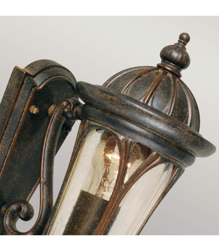 New England 1 Light Outdoor Small Wall Lantern Light Weathered Bronze IP44 E27-2