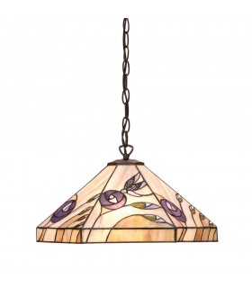 1 Light Medium Ceiling Pendant Dark Bronze, Tiffany glass, E27 - 1