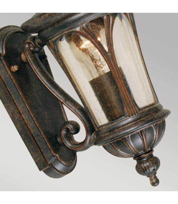 New England 1 Light Outdoor Small Wall Lantern Light Weathered Bronze IP44 E27-3