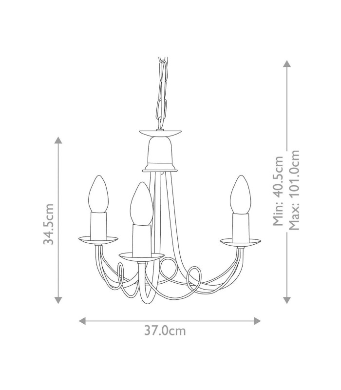 Minster Chandelier 3 Light Black Finish E14-7