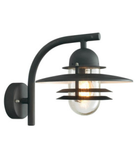 Oslo 1 Light Outdoor Dome Wall Lantern Light Black IP55 E27-1