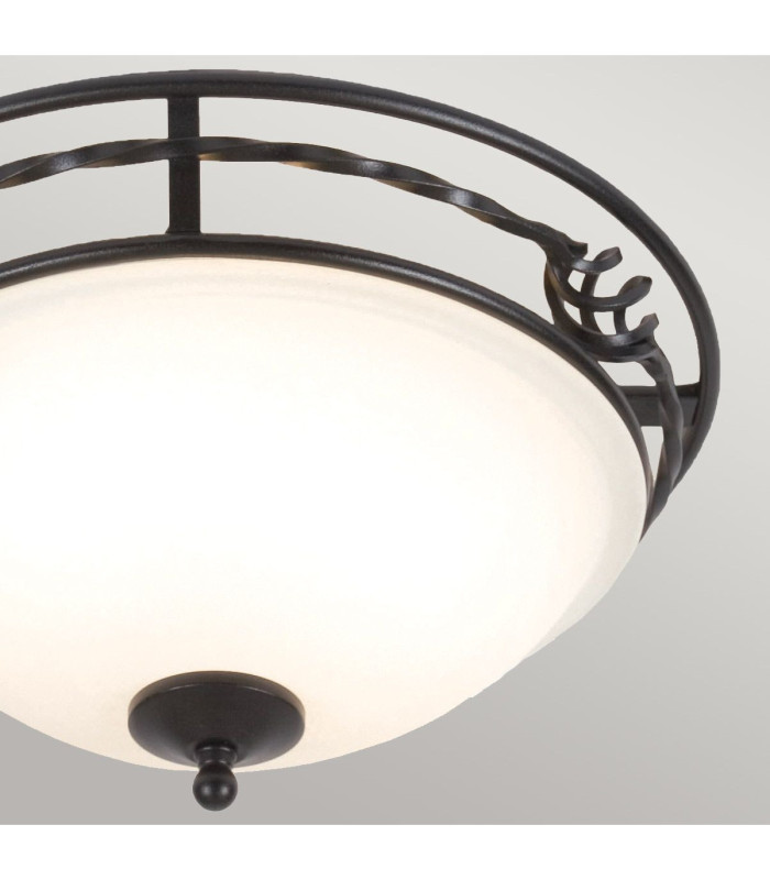 Pembroke 2 Light Flush Ceiling Light Black E27-2