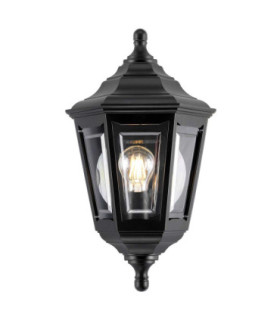 Kinsale 1 Light Outdoor Coastal Flush Ceiling Lantern Black IP43 E27-1