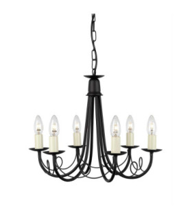 Minster 6 Light Chandelier Black Finish E14-1