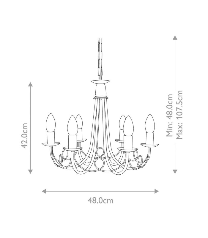 Minster 6 Light Chandelier Black Finish E14-6
