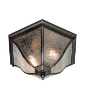 New England 2 Light Medium Outdoor Flush Ceiling Lantern Weathered Bronze IP44 E27-1