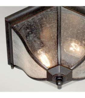 New England 2 Light Medium Outdoor Flush Ceiling Lantern Weathered Bronze IP44 E27-2