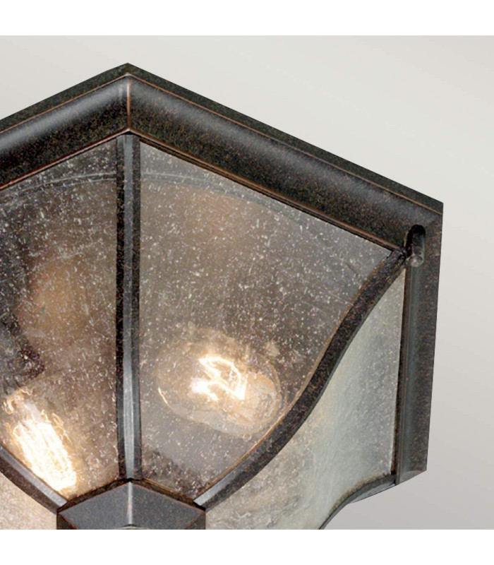 New England 2 Light Medium Outdoor Flush Ceiling Lantern Weathered Bronze IP44 E27-3