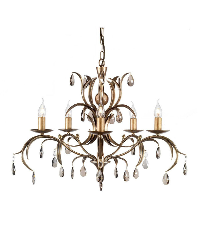 Lily 5 Light Chandelier Metallic Bronze Floral Leaves Design-1