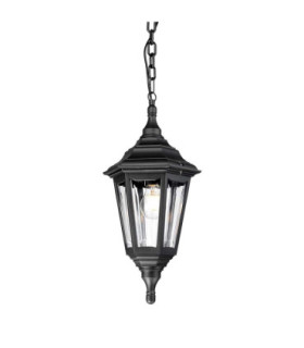 Kinsale 1 Light Outdoor Coastal Ceiling Chain Lantern Black IP43 E27-1