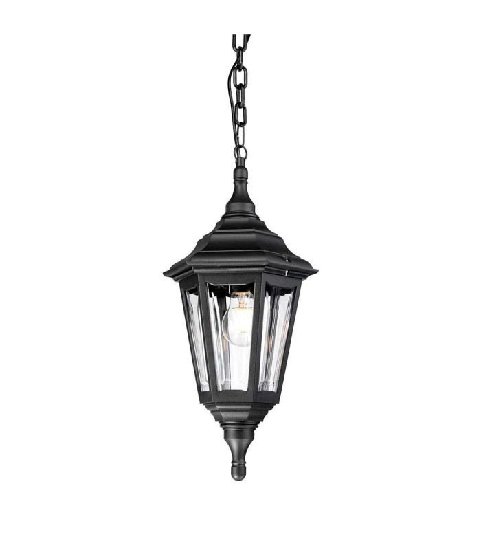 Kinsale 1 Light Outdoor Coastal Ceiling Chain Lantern Black IP43 E27-1