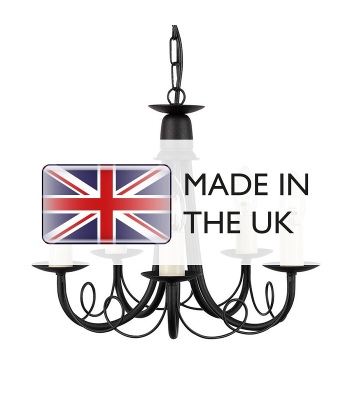 Minster 5 Light Chandelier Black Finish E14-4