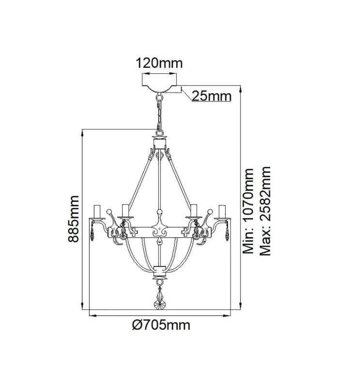 Windsor 6 Light Chandelier Gold Finish E14-7