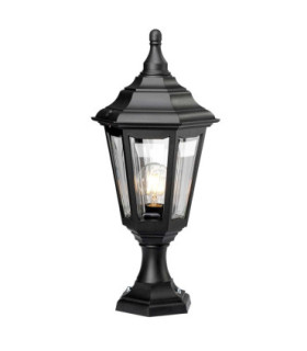 Kinsale 1 Light Outdoor Coastal Pedestal Lantern Black IP44 E27-1