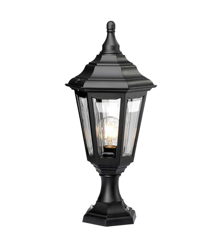 Kinsale 1 Light Outdoor Coastal Pedestal Lantern Black IP44 E27-1