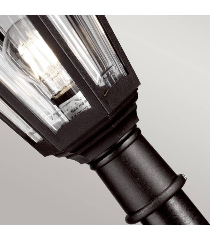 Kinsale 1 Light Outdoor Coastal Post Lantern Black IP44 E27-3