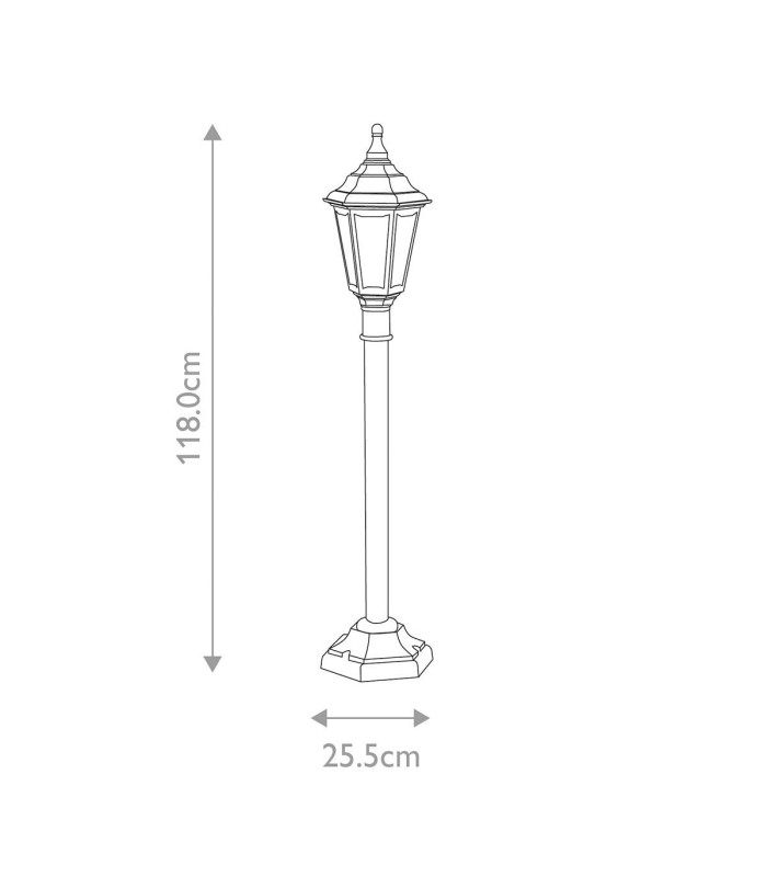 Kinsale 1 Light Outdoor Coastal Post Lantern Black IP44 E27-5