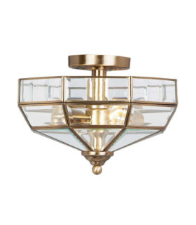 Old Park 2 Light Semi Flush Ceiling Light Antique Brass E27-1