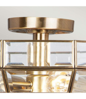 Old Park 2 Light Semi Flush Ceiling Light Antique Brass E27-2