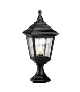 Kerry 1 Light Outdoor Coastal Pedestal Light Black IP44 E27-1