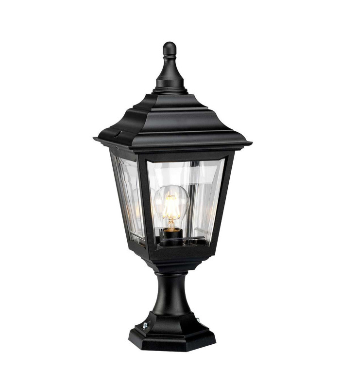Kerry 1 Light Outdoor Coastal Pedestal Light Black IP44 E27-1
