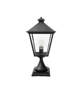 Turin Grande 1 Light Outdoor Pedestal Lantern Black IP54 E27-1