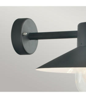 Lund 1 Light Outdoor Fisherman Dome Wall Lantern Light Black IP55 E27-2