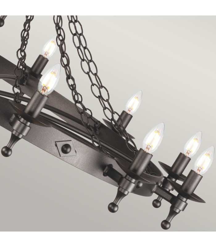 Warwick 12 Light Pendant Chandelier - Graphite Black-5