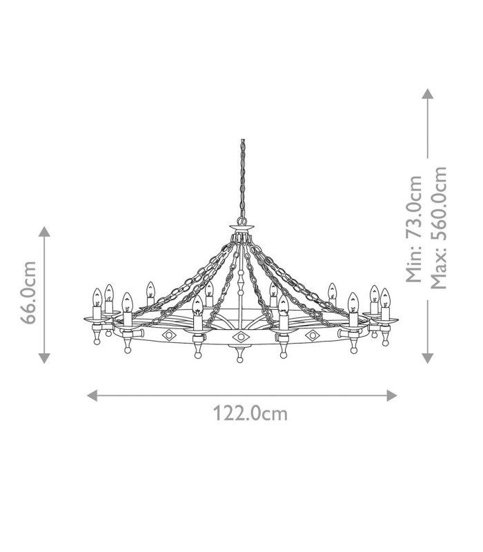 Warwick 12 Light Pendant Chandelier - Graphite Black-6