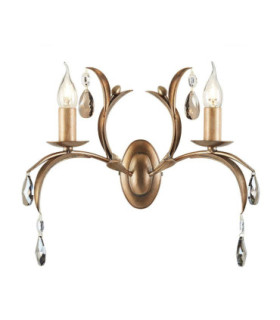 Lily 2 Light Indoor Candle Wall Light Metallic Bronze Floral Leaves Design-1