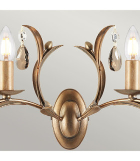 Lily 2 Light Indoor Candle Wall Light Metallic Bronze Floral Leaves Design-2