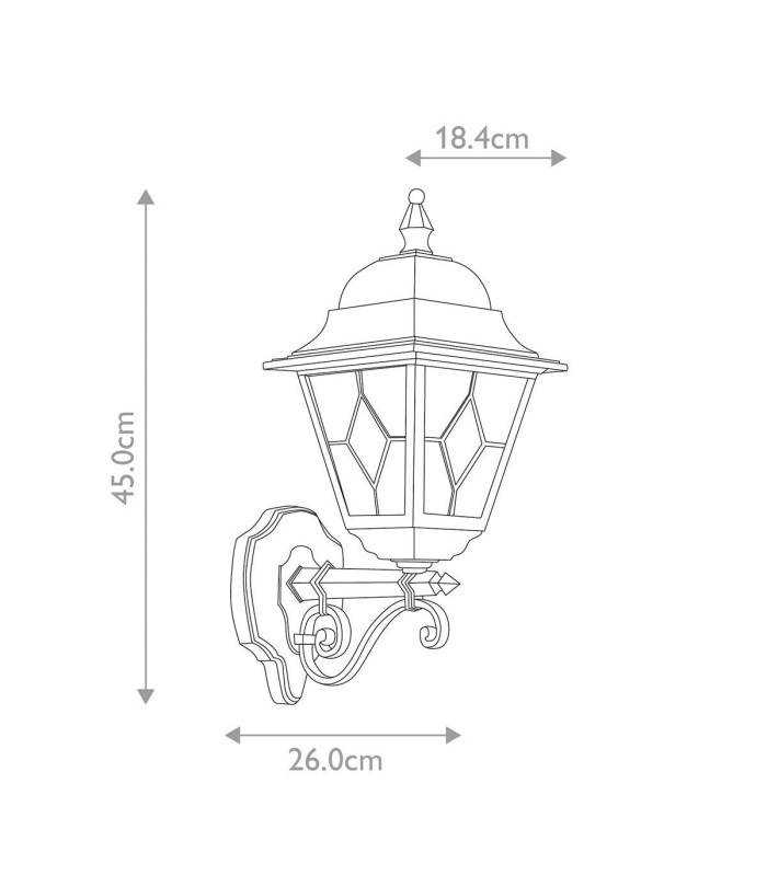 Norfolk 1 Light Outdoor Wall Lantern Light Black IP43 E27-5